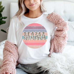 Retro Mama Shirt, Boho Mom Shirt, Mother's Day Shirt - White